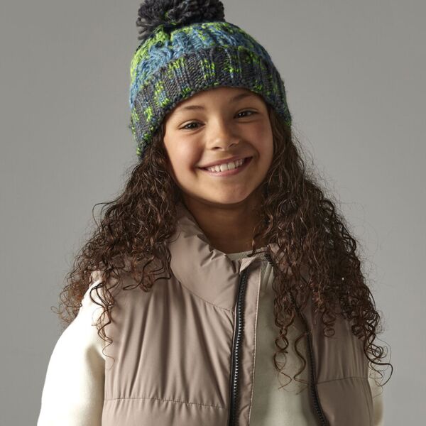 Junior corkscrew pom pom beanie Thumbnail