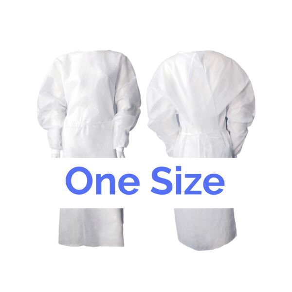 SALE V19-11: White Isolation Gown One Size (Box 40) Thumbnail